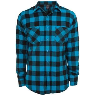 карирана,риза,мъжки,ризи,urban,classics,checked,flanell,long,sleeve,shirt,blue,(black,turquoise)