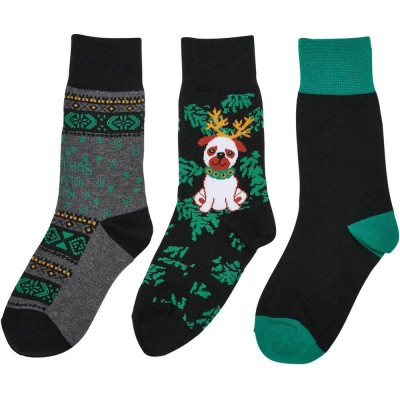 чорапи,детски,чорапи,urban,classics,christmas,dog,long,socks,3,units,black,grey,(multicolor)
