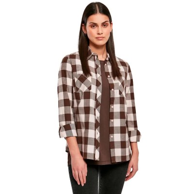карирана,риза,дамски,блузи,дамски,ризи,urban,classics,turnup,checked,flanell,long,sleeve,shirt,brown