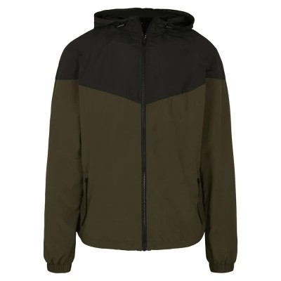 яке,мъжки,якета,build,your,brand,2,tone,tech,windrunner,jacket,green,(black,dark,olive)