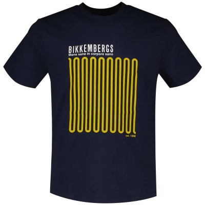 тениска,мъжки,тениски,bikkembergs,bmt0712,short,sleeve,t,shirt,black,iris,(blue)