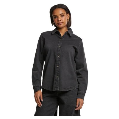 риза,с,дълъг,ръкав,дамски,блузи,дамски,ризи,urban,classics,denim,long,sleeve,shirt,black
