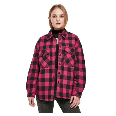 дамски,блузи,дамски,ризи,urban,classics,flannel,lace,up,shirt,wild,violet,black,(pink)