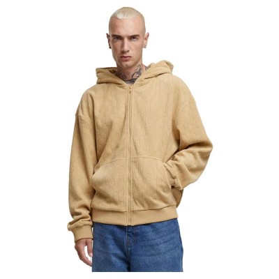 блуза,мъжки,пуловери,urban,classics,jaquard,velvet,full,zip,sweatshirt,beige