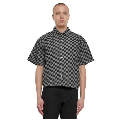 карирана,риза,мъжки,ризи,urban,classics,laser,check,printed,boxy,short,sleeve,shirt,black
