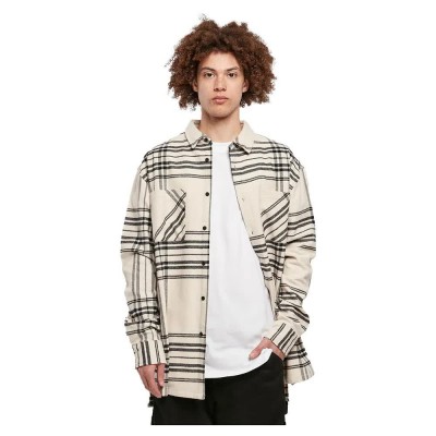 карирана,риза,мъжки,ризи,urban,classics,long,oversized,checked,summit,long,sleeve,shirt,beige