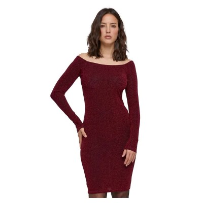 рокля,дамски,поли,и,рокли,urban,classics,off,shoulder,glitter,long,sleeve,dress,red,(burgundy)