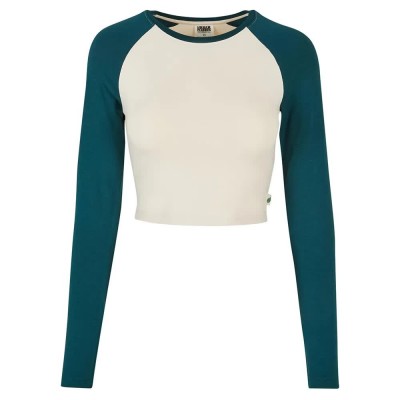 къса,блуза,дамски,топове,urban,classics,organic,cropped,retro,baseball,long,sleeve,top,white,sand,jasper,(white)
