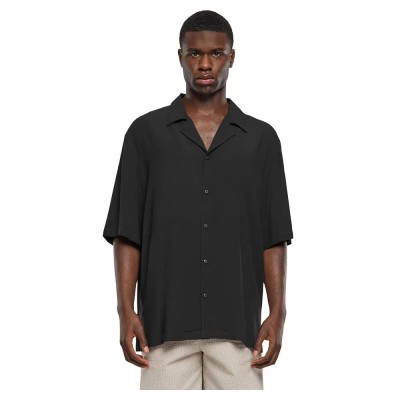 риза,с,къс,ръкав,мъжки,ризи,urban,classics,loose,viscose,short,sleeve,shirt,black,(black)