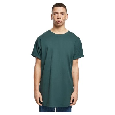 тениска,мъжки,тениски,urban,classics,long,shaped,turnup,short,sleeve,t,shirt,green,(bottle,green)