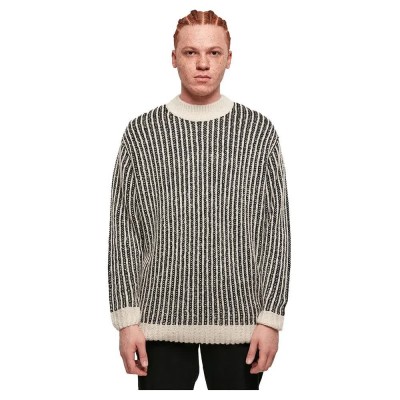 блуза,мъжки,пуловери,urban,classics,oversized,two,tone,sweater,white,sand,black,(beige,white)