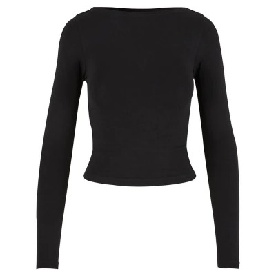 тениска,дамски,тениски,urban,classics,ruffled,super,slim,long,sleeve,t,shirt,2,units,black,(black,white)