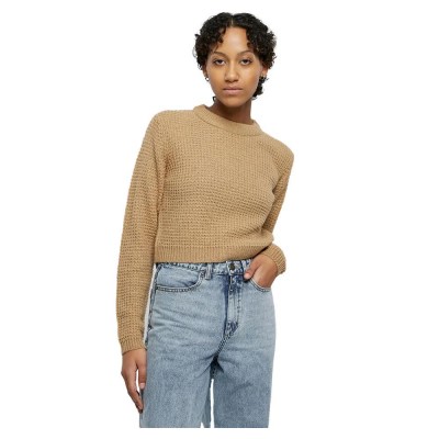 блуза,дамски,пуловери,дамски,плетени,дрехи,urban,classics,short,waffle,sweater,warm,sand,(beige)