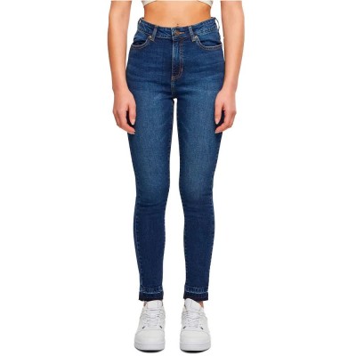 дънки,дамски,панталони,urban,classics,skinny,open,hem,high,waist,jeans,dark,blue,washed,(blue)