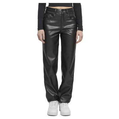 панталони,дамски,панталони,urban,classics,straight,leg,synthetic,leather,pants,black