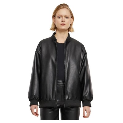 яке,дамски,якета,и,палта,urban,classics,synthetic,leather,bomber,jacket,black