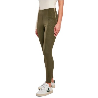 панталони,дамски,панталони,urban,classics,washed,faux,leather,pants,olive,(green)