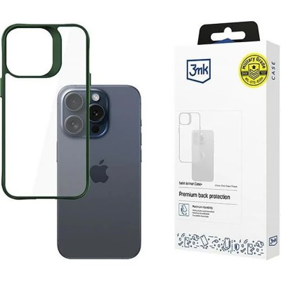 други,аксесоари,3mk,iphone,15,pro,satin,armor,case+,phone,case,clear,(green)