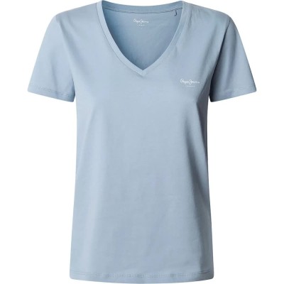 тениска,дамски,тениски,pepe,jeans,macy,short,sleeve,v,neck,t,shirt,dazed,blue,(blue)