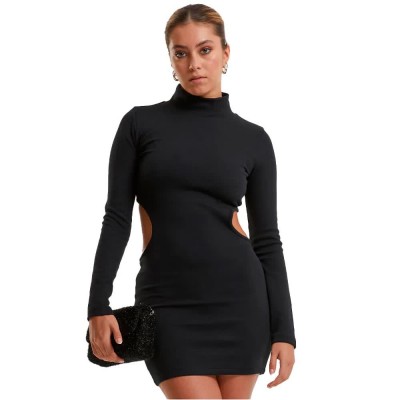 рокля,дамски,поли,и,рокли,urban,classics,cut,out,long,sleeve,short,dress,black,(black)