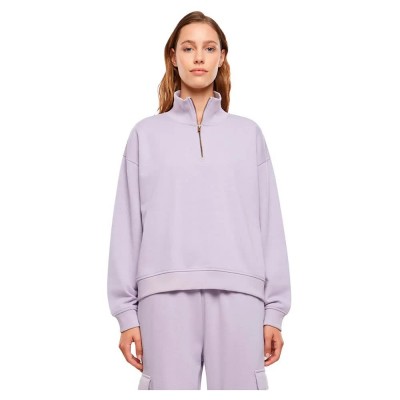 блуза,дамски,пуловери,дамски,плетени,дрехи,urban,classics,light,terry,half,zip,sweater,dusty,lilac,(purple)