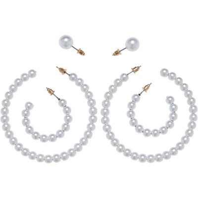 бижутерия,urban,classics,pearl,hoop,earrings,3,units,golden,(gold)