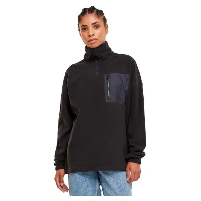 поларена,блуза,дамски,пуловери,дамски,плетени,дрехи,urban,classics,polar,fleece,half,zip,sweater,black,(black)