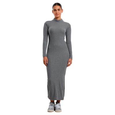 рокля,дамски,поли,и,рокли,urban,classics,rib,mockneck,long,sleeve,midi,dress,grey,(dark,grey,melange)