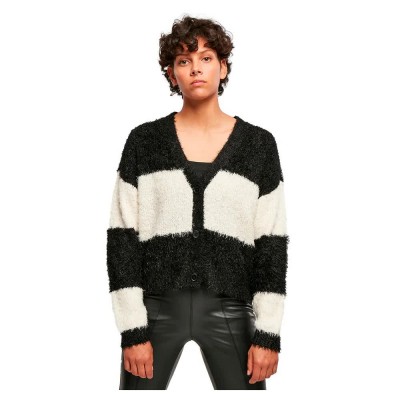 жилетка,дамски,пуловери,дамски,плетени,дрехи,urban,classics,short,oversized,feather,cardigan,black