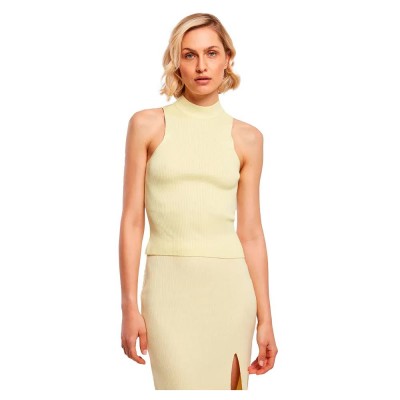 тениска,дамски,тениски,urban,classics,short,rib,knit,turtleneck,sleeveless,t,shirt,soft,yellow,(yellow)