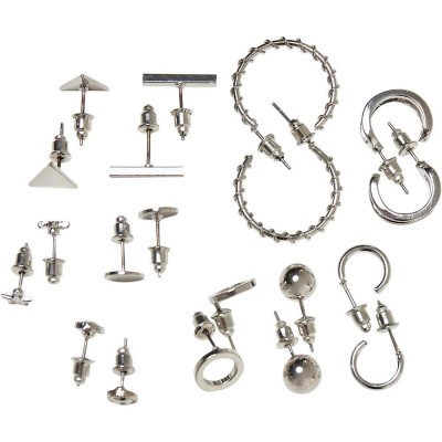 бижутерия,urban,classics,stud,earrings,10,units,silver,(silver)