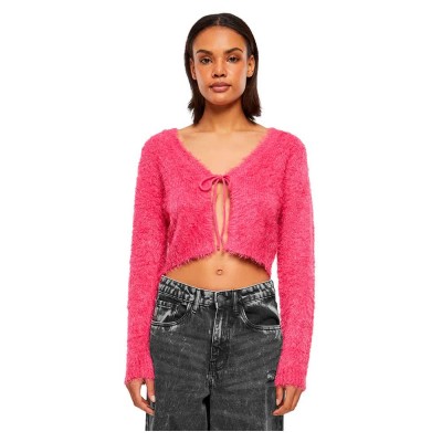 жилетка,дамски,пуловери,дамски,плетени,дрехи,urban,classics,tied,cropped,feather,cardigan,hibiskus,pink,(pink)