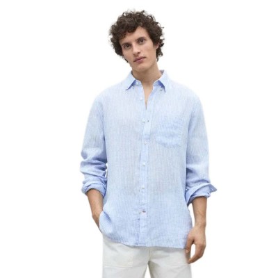 риза,с,къс,ръкав,мъжки,ризи,ecoalf,adan,short,sleeve,shirt,blue