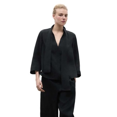 риза,с,къс,ръкав,дамски,блузи,дамски,ризи,ecoalf,luci,short,sleeve,shirt,black