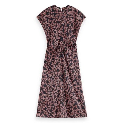 рокля,дамски,поли,и,рокли,scotch,&,soda,179574,satin,short,sleeve,midi,dress,black