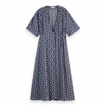 рокля,дамски,поли,и,рокли,scotch,&,soda,179582,short,sleeve,midi,dress,blue