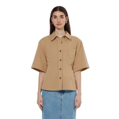 риза,с,къс,ръкав,дамски,блузи,дамски,ризи,scotch,&,soda,179603,short,sleeve,shirt,beige