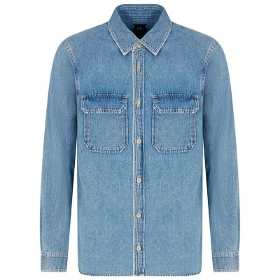 риза,с,дълъг,ръкав,мъжки,ризи,armani,exchange,xm001238,af15123,long,sleeve,shirt,blue,denim,(blue)