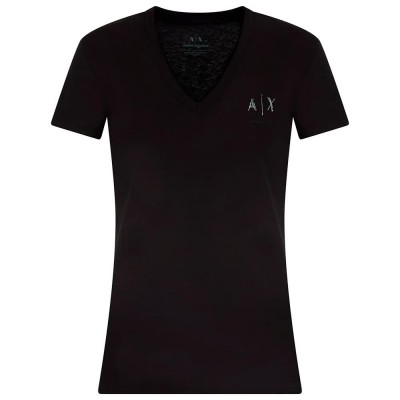 тениска,дамски,тениски,armani,exchange,xw000521,af10359,short,sleeve,v,neck,t,shirt,black