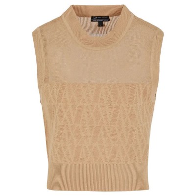 тениска,дамски,тениски,armani,exchange,xw000580,af12875,sleeveless,t,shirt,woodg,woodg,monogram,(beige)