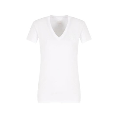 тениска,дамски,тениски,armani,exchange,xw000606,af10355,short,sleeve,v,neck,t,shirt,optic,white,(white)