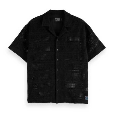риза,с,къс,ръкав,мъжки,ризи,scotch,&,soda,180034,relaxed,fit,short,sleeve,shirt,washed,black,(black)