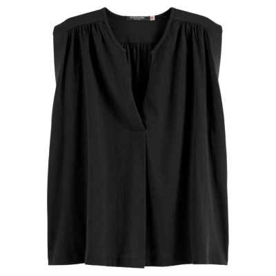 тениска,дамски,тениски,scotch,&,soda,drapey,short,sleeve,v,neck,t,shirt,black
