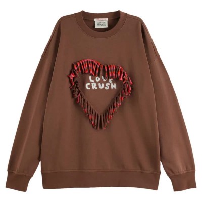 блуза,дамски,блузи,scotch,&,soda,fringed,heart,oversized,sweatshirt,brown