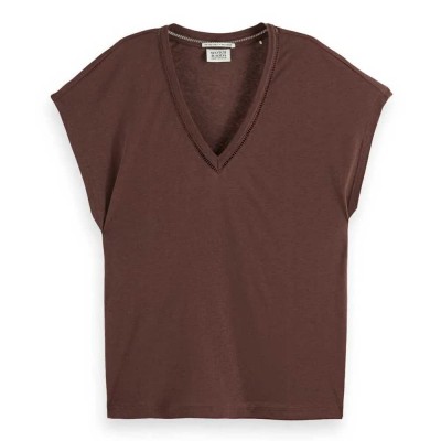 тениска,дамски,тениски,scotch,&,soda,u9a00648t,sleeveless,v,neck,t,shirt,brown