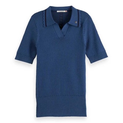 блуза,дамски,пуловери,дамски,плетени,дрехи,scotch,&,soda,u9a00669t,short,sleeve,sweater,blue