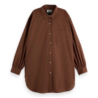 риза,с,дълъг,ръкав,дамски,блузи,дамски,ризи,scotch,&,soda,u9b00628t,oversized,long,sleeve,shirt,brown,(cold,brew)