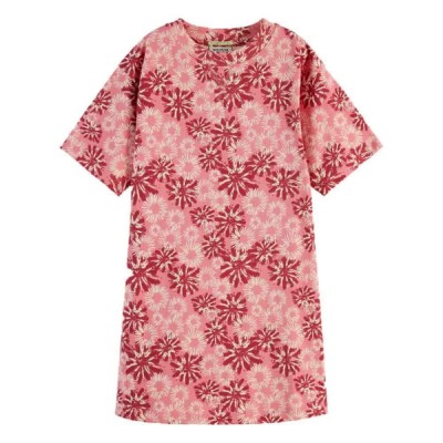 рокля,детски,поли,и,рокли,scotch,&,soda,floral,short,sleeve,short,dress,pink