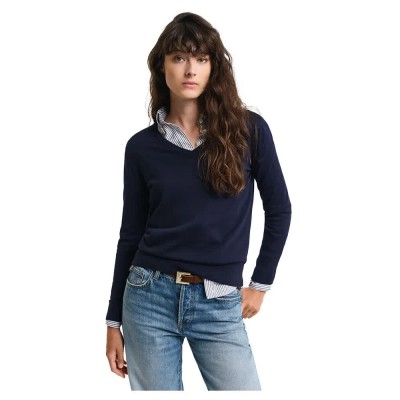блуза,дамски,пуловери,дамски,плетени,дрехи,gant,4800400,v,neck,sweater,blue