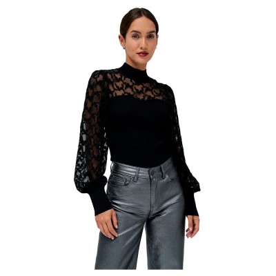 блуза,дамски,пуловери,дамски,плетени,дрехи,salsa,jeans,21009324,slim,fit,high,neck,sweater,black,(black)